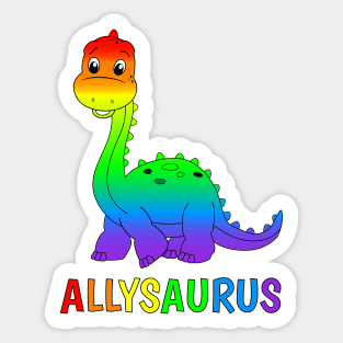 Diplodocus Dinosaur Is An LGBTQ Allysaurus - Gay Pride Ally Sticker